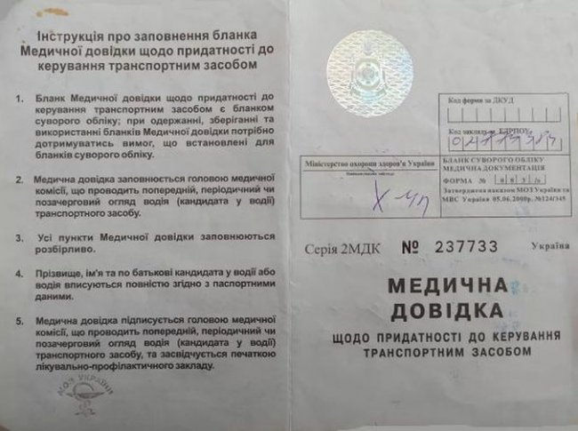Медицинская справка для водителей в Украине: срок действия